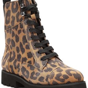 Donald Pliner leopard combat boots